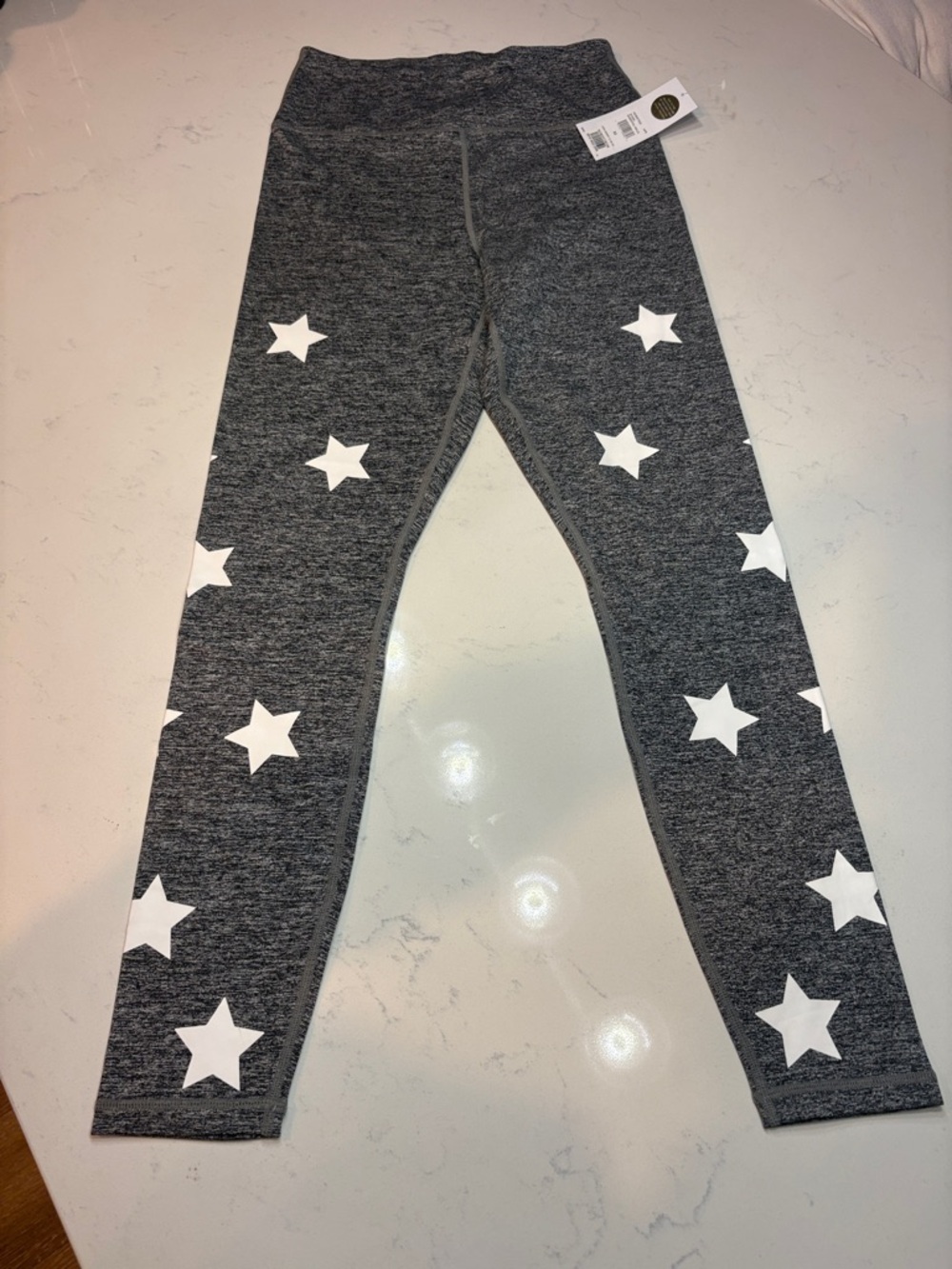 Spiritual Gangster Charcoal Grey Leggings with White Star Print